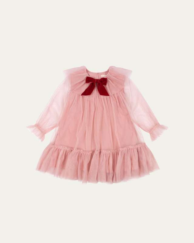 Girl's Layered Dress W/ Bow, Size 12M-10